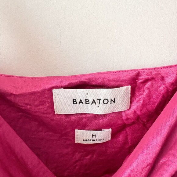Aritzia Babaton Model Satin Midi Dress in Magenta Crush Size Medium - Picture 6 of 6